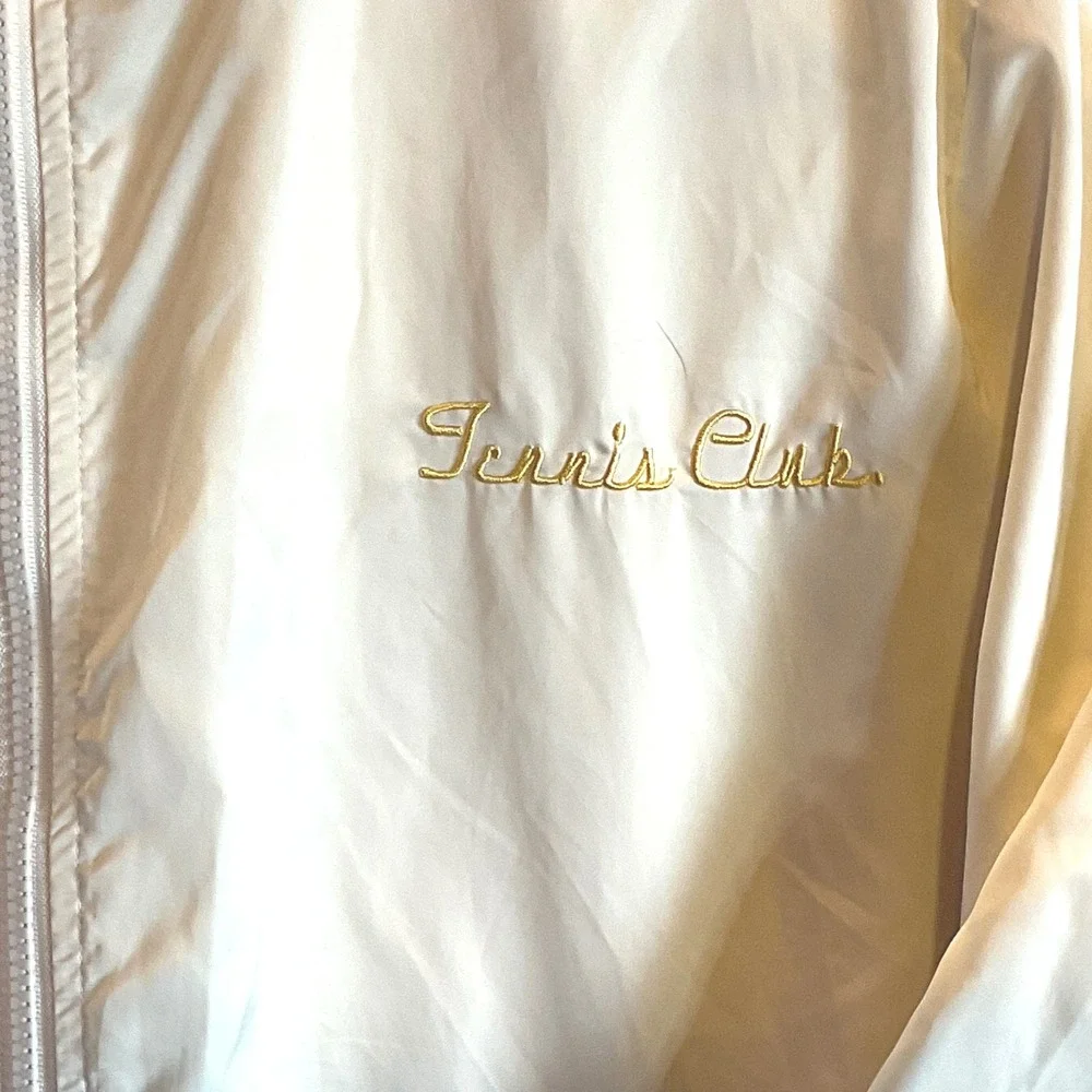 Liquor‎ n poker 'satin' bomber jacket embroidered zip tennis club Men XS Women S